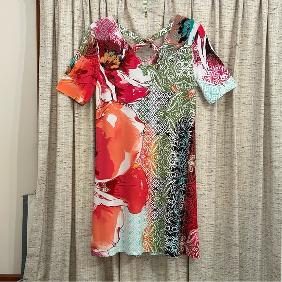 Chico's Floral Cross Back Dress - Medium - Picture 7 of 9